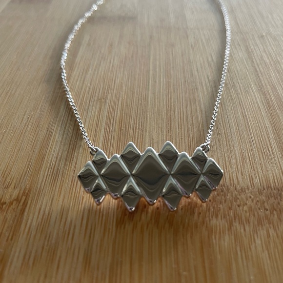 Touchstone Swarovski Checked Necklace Nightfall 18” Adjustable Necklace Rhodium - Picture 2 of 5